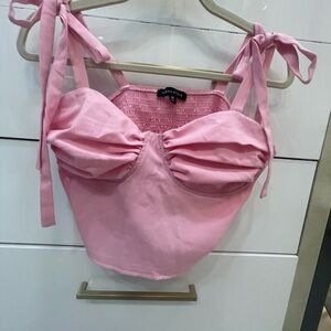 Kendall & Kylie Pink Smocked Bustier Size Medium